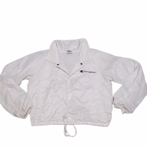 Champion White Cropped Coach Windbreaker Jacket S - Picture 4 of 11